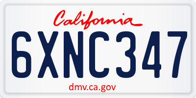 CA license plate 6XNC347