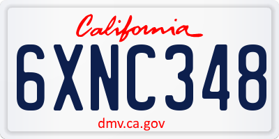 CA license plate 6XNC348