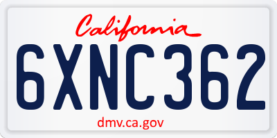 CA license plate 6XNC362