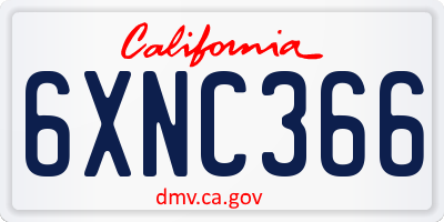 CA license plate 6XNC366