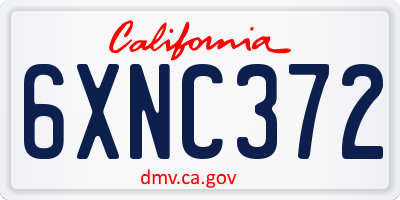 CA license plate 6XNC372