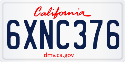 CA license plate 6XNC376