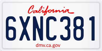 CA license plate 6XNC381