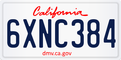 CA license plate 6XNC384
