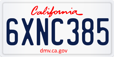CA license plate 6XNC385