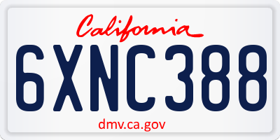 CA license plate 6XNC388