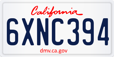 CA license plate 6XNC394