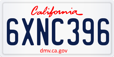CA license plate 6XNC396