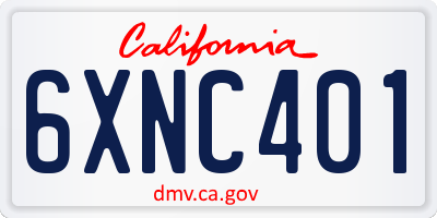 CA license plate 6XNC401