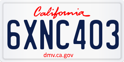 CA license plate 6XNC403