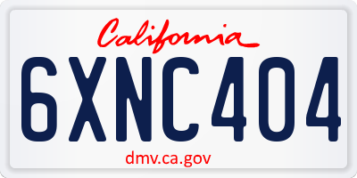 CA license plate 6XNC404