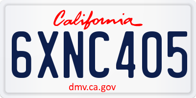 CA license plate 6XNC405