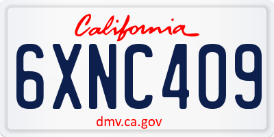 CA license plate 6XNC409