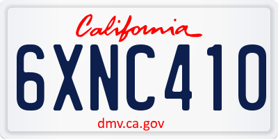 CA license plate 6XNC410