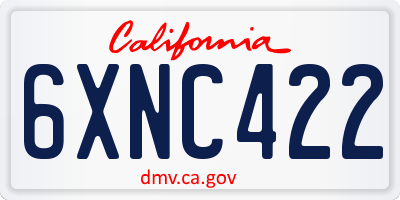 CA license plate 6XNC422