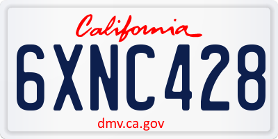 CA license plate 6XNC428