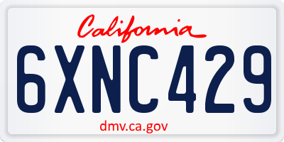 CA license plate 6XNC429