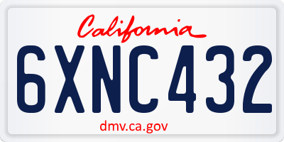 CA license plate 6XNC432