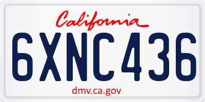 CA license plate 6XNC436