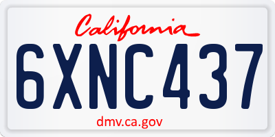 CA license plate 6XNC437
