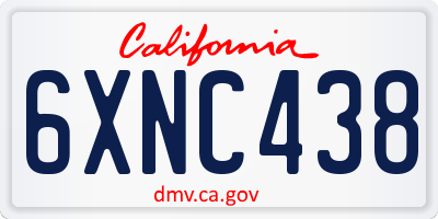 CA license plate 6XNC438