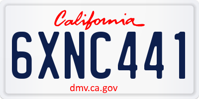 CA license plate 6XNC441