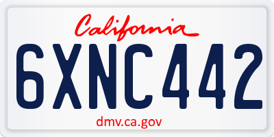 CA license plate 6XNC442