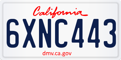 CA license plate 6XNC443