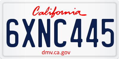 CA license plate 6XNC445