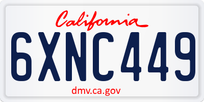 CA license plate 6XNC449