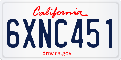 CA license plate 6XNC451