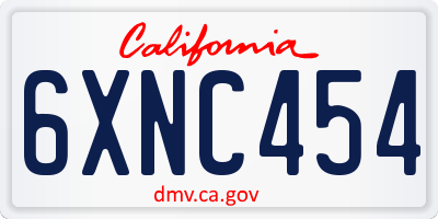 CA license plate 6XNC454