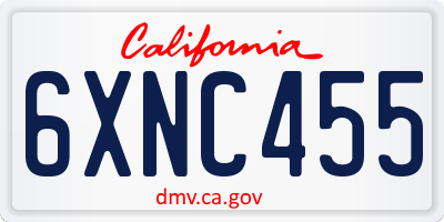 CA license plate 6XNC455