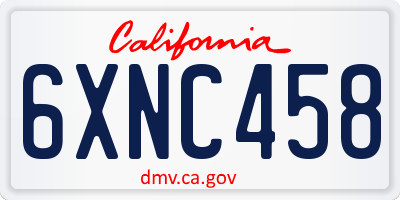 CA license plate 6XNC458