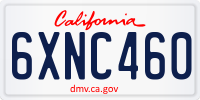 CA license plate 6XNC460