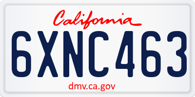 CA license plate 6XNC463