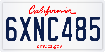CA license plate 6XNC485