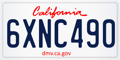 CA license plate 6XNC490