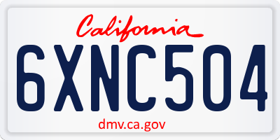 CA license plate 6XNC504
