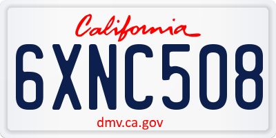 CA license plate 6XNC508