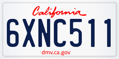 CA license plate 6XNC511