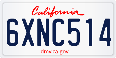 CA license plate 6XNC514