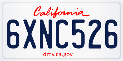 CA license plate 6XNC526