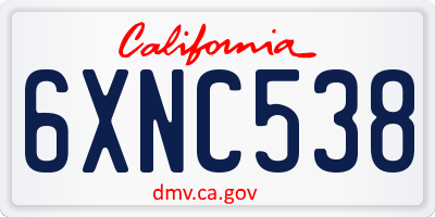 CA license plate 6XNC538