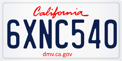 CA license plate 6XNC540