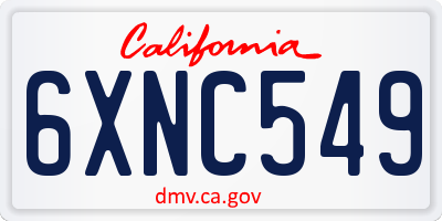 CA license plate 6XNC549