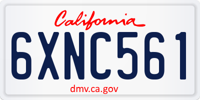 CA license plate 6XNC561
