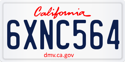 CA license plate 6XNC564