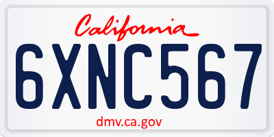 CA license plate 6XNC567