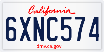 CA license plate 6XNC574